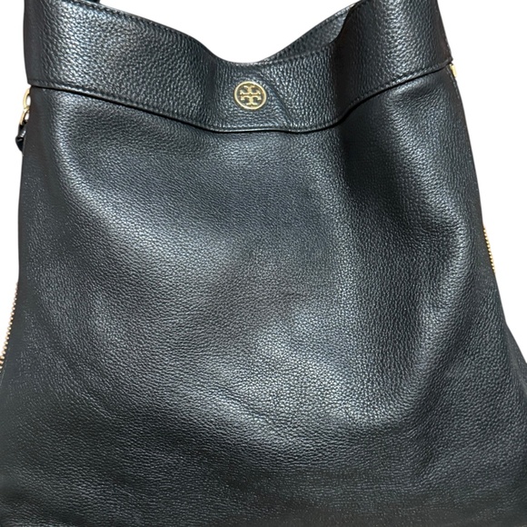 Tory Burch Robinson Black Pebbled Leather Hobo Bag - Picture 7 of 15